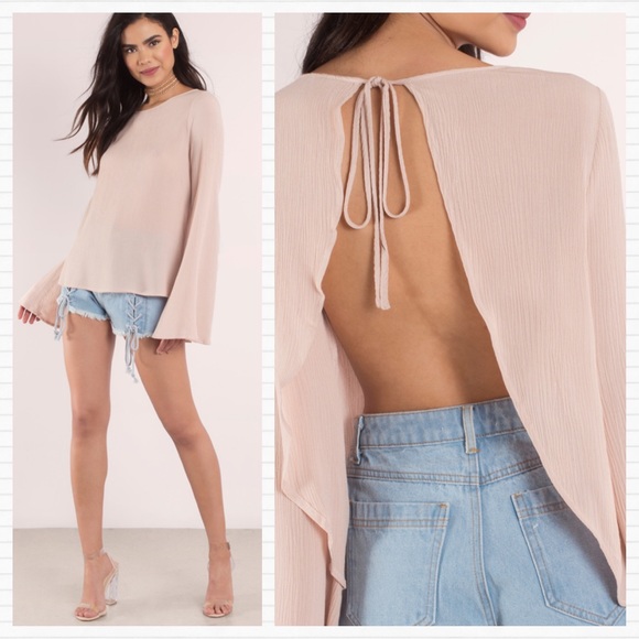 New TOBI Nude Rose Open Back Anissa Blouse - Picture 1 of 9